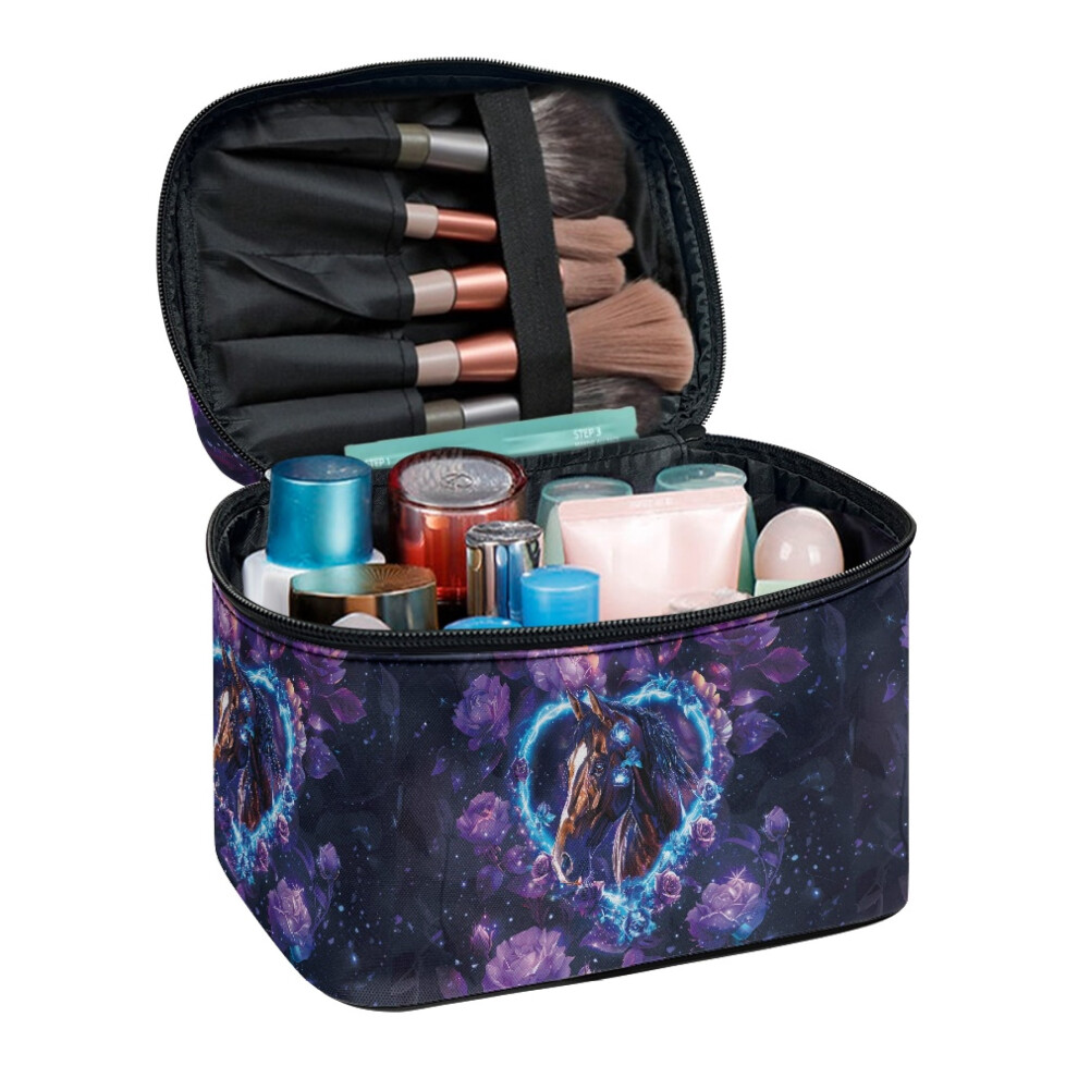 Heart-shaped horse pattern lightweight travel makeup case