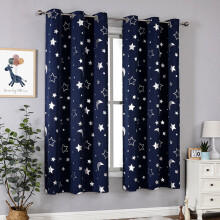 Star and Moon Blackout Curtains Navy 2 Panels 52x54 Thermal