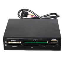 USB 2.0-kaartlezer met multiport-hub voor CF-, MS- en SDXC-kaarten.