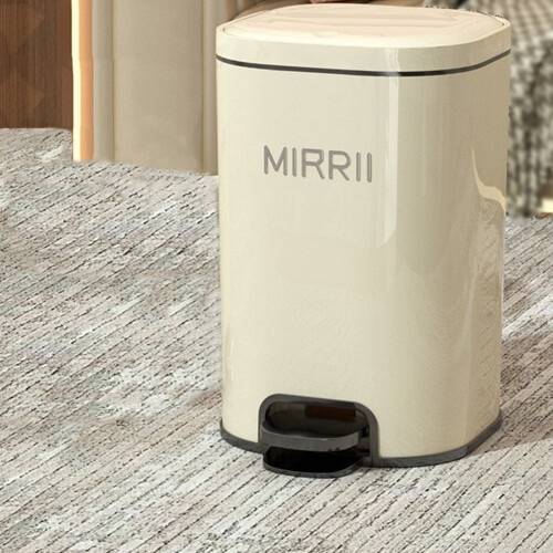 Pedal Trash Can Beige Large Capacity Step-On