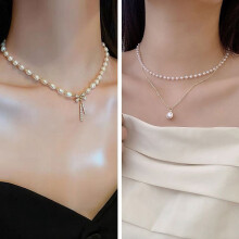 Perlenkette mit Schmetterlingsschleife für Damen im Choker-Stil