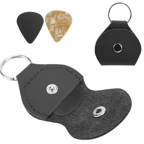 Guitar Pick Bag Soft PU Leather with Keychain 1 Pack