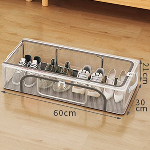 Underbed Shoe Storage Box Foldable PVC Steel Frame