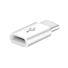 Micro USB Female to USB-C Male OTG Adapter White