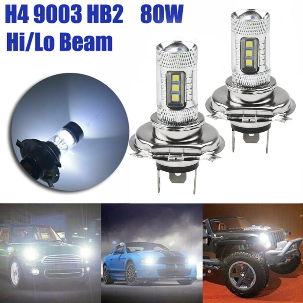 H4 Led Headlight Bulbs 9003 Hb2 2 Pcs 80W 1800Lm 12V 8000K 975221503237