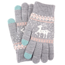 Christmas snow decoration warm knitted gloves grey 1 pair