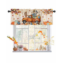 Thanksgiving Valance Curtains Maple Leaf Orange Ombre 60x18