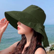 Cappello da sole pieghevole da donna con ampia tesa e protezione UV, con collo.