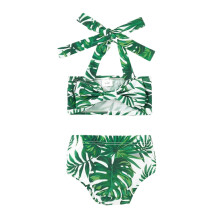 Girls' two-piece swimsuit with watermelon and leaves print,