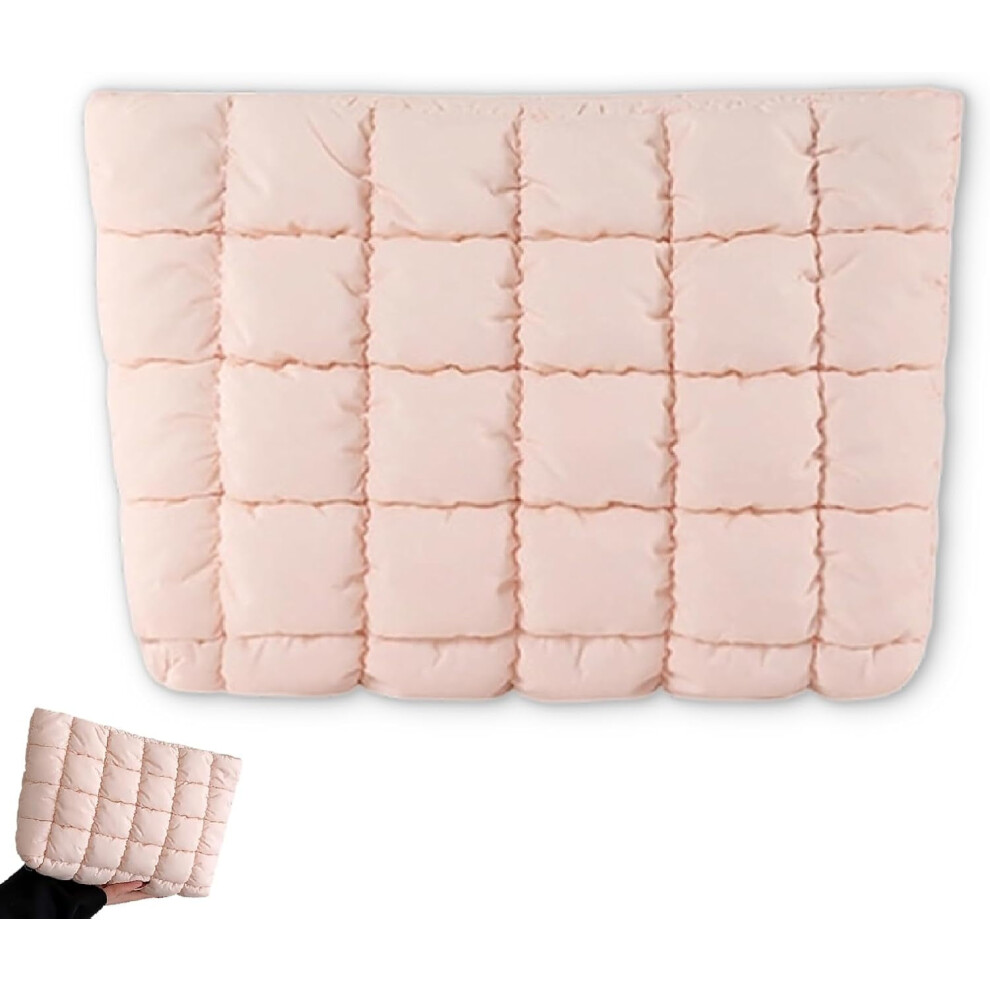 Women's Solid Color Quilted Puffer Makeup Bag Large Capacity