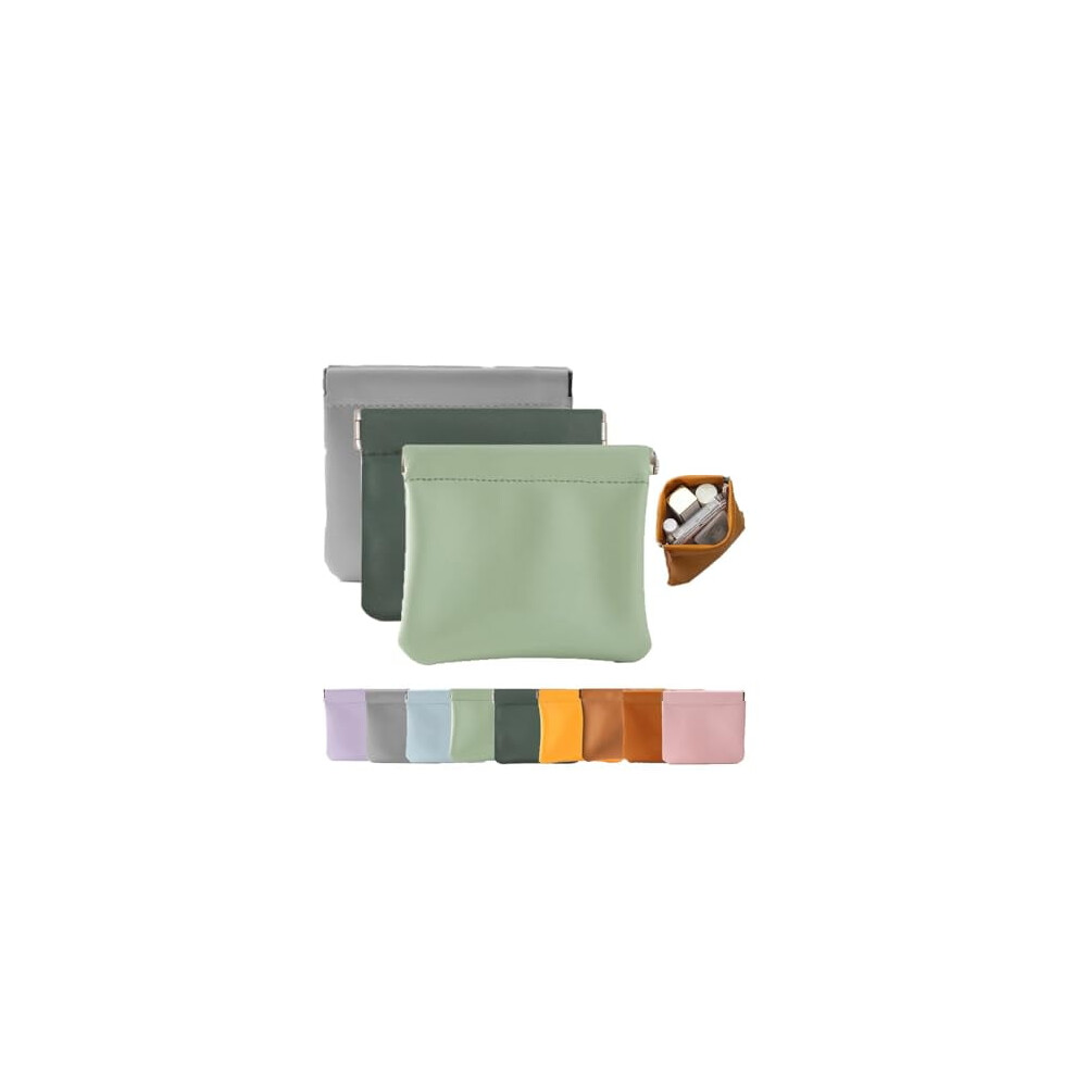 Lambskin cosmetic pouch with snap closure 4.7x4.7 in