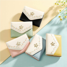 Women's Flower Print Tri-Fold Wallet PU Leather 2PCS Blue