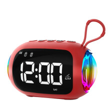 Despertador Portátil, Rádio FM, Alto-Falantes , Luz Colorida, Subwoofer com Tela Escurecida, Alarme Duplo, Tocador de Música, C