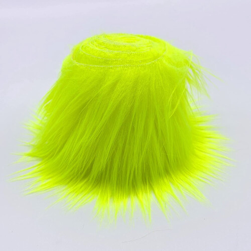Κορδέλα από γούνα Shaggy Mohair σε νέον κίτρινο χρώμα 5 x 18 εκ. 1