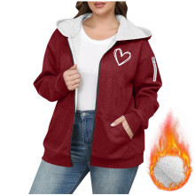 Damen-Sweatshirt mit Kapuze, Fleecefutter und durchgehendem Reißverschluss, Oversized