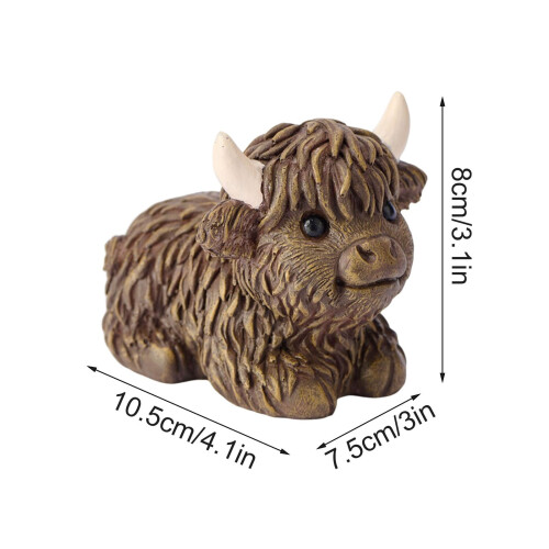 Scottish Highland Cow Resin Statue Desktop Decor4Colors 2