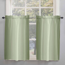 Sage Green Ombre Curtains 52x63 Inch Farmhouse Rod Pocket