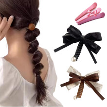 Twisted Pearl Hair Ties Soft Braided Elastic Spiral Bands 2