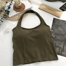 Polyester backless tank top with built-in bra pads, one size