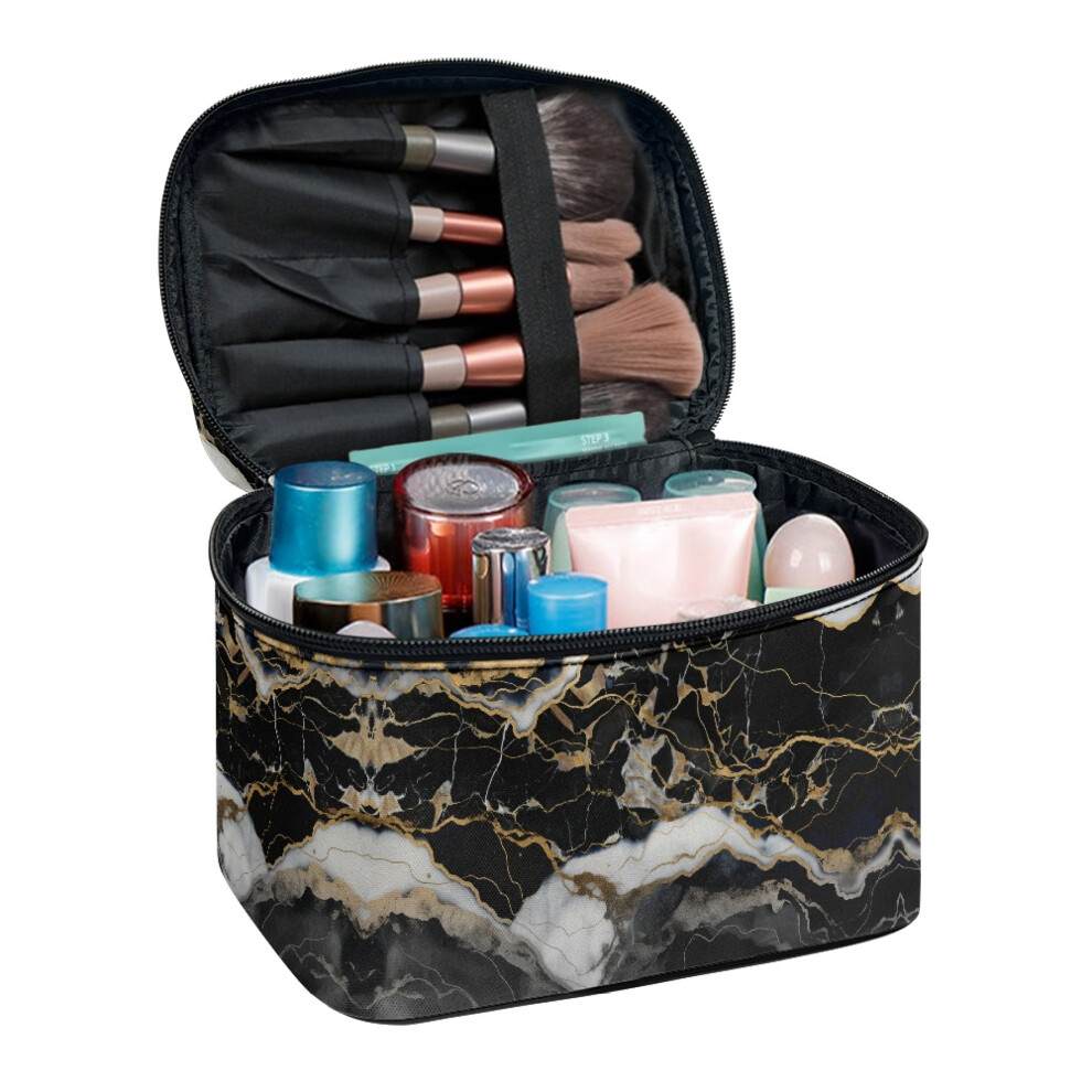 Polyester Makeup Bag Marble Pattern Portable with Zipper