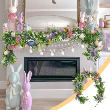 Guirlande décorative de nœuds en forme d'œuf de Pâques, 1,80 m, colorée, printemps