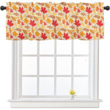 Kitchen Curtains Orange Maple Leaves 54x18 inch Farmhouse