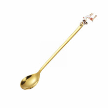Gold Stainless Steel Coffee Dessert Spoon – Elk Style, Christmas Gift, Compatible with All Mugs & Cups