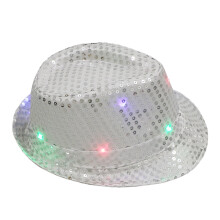 Fedora kalap nőknek, flitteres, jazz stílusú, ezüst színű, egy méret