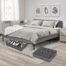 Under Bed Shoe Storage Organizer, Fits 24 Pairs, Non-Woven Fabric, Clear Cover & Handles, Foldable & Removable – Compatible with Standard Beds