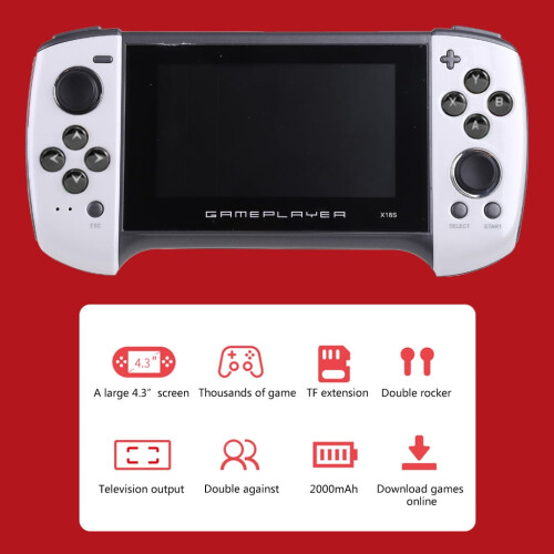 X18Plus draagbare spelconsole met 4,3-inch scherm en dubbele joystick. 2