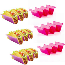 Support Ă tacos en plastique, lot de 6, rose vif