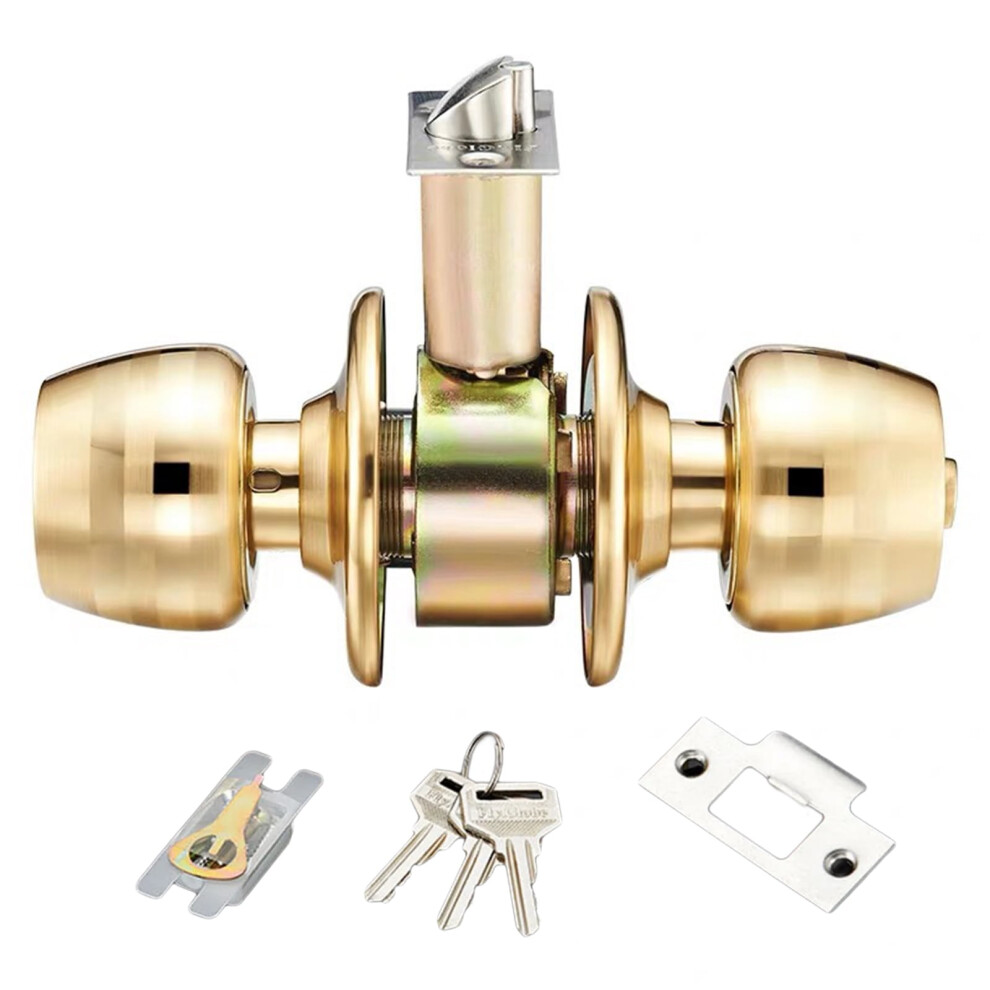 Keyed Entry Door Knob Polished Brass Reversible Round 975221515483
