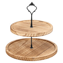Wooden Cupcake Stand 2-Tier Detachable Round Tray