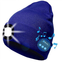 Bonnet LED Bluetooth avec lampe frontale et micro, bleu roi