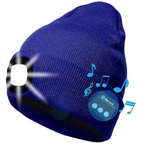 Σκούφος LED Bluetooth με προβολέα και μικρόφωνο, μπλε ρουά