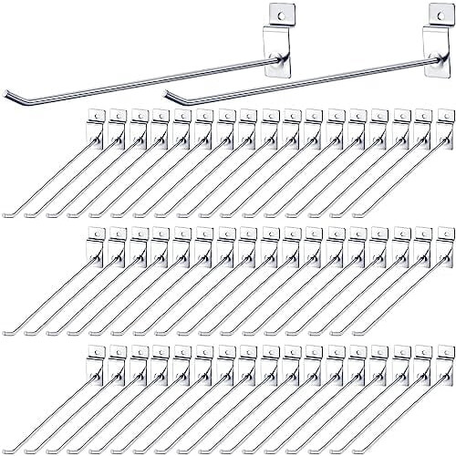 Ganchos para painel ripado em metal prateado, 100 unidades, 25 cm (10 polegadas)