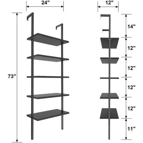 Shahoo stigehylde metal træ 5-lags sort 1