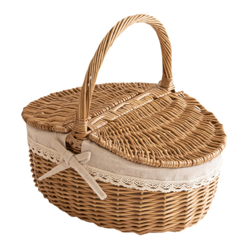 Wicker Picnic Basket Hamper 34x24x17cm