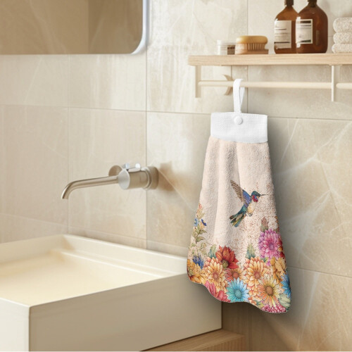 Floral Hummingbird Kitchen Bath Towel Set 3-Pc 2