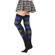 Plaid Thigh High Socks for Women, Over-the-Knee, High Elasticity, One Size, Compatible with C