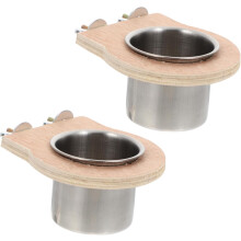 Bird Feeding Dish Cups, Stainless Steel Parrot Food Bowl Cage with Holder, Parrot Cage Water Feeder, Pet Cage Cup Holder