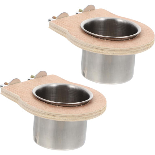 Stainless Steel Bird Feeding Cup with Holder