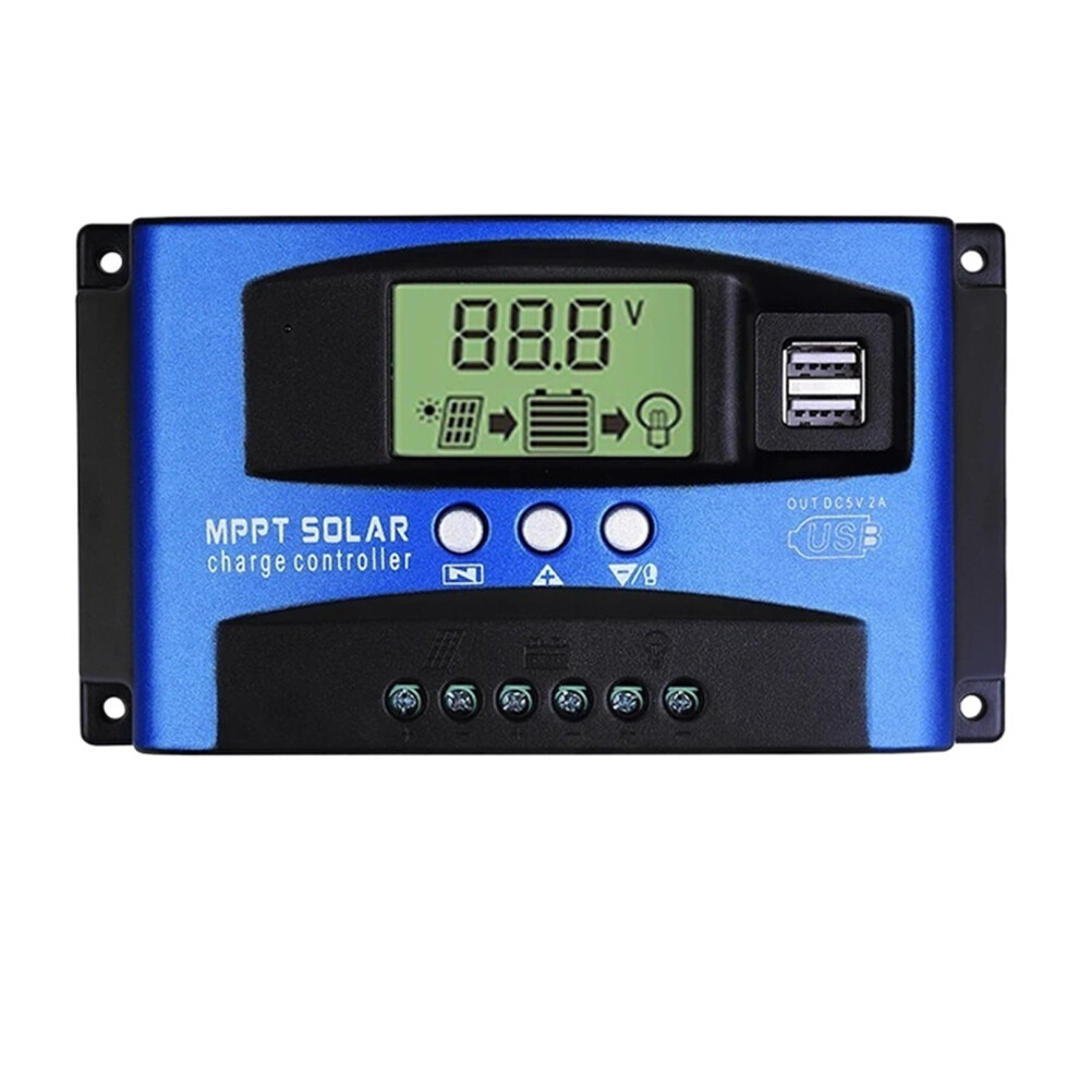 Solar Mppt Charge Controller 12V/24V 100A Lcd Dual Usb Load 908436916639