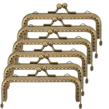 Coin Bag Frame Rectangular Metal Kiss Clasp 6 pcs