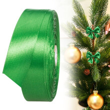 24-Yard 1" Green Satin Ribbon for Gift Wrapping, Crafts, Weddings, Christmas Trees & Party Decor – Compatible with All Standard Ribbon Dispensers