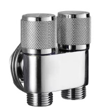 Valvola ad angolo per acqua, doppia uscita, triplo splitter