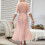 Roze damesbadjas van polyester met kanten afwerking, maat SL 4