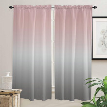 Ombre Kitchen Curtains Pink Grey 2 Panels 84 Inch Rod Pocket