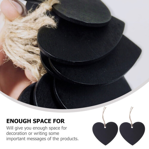 Black Wooden Hanging Ornaments with String 40pcs 2