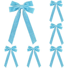 10Pcs Velvet Bow Decorations, Blue Christmas Ribbon Bows for Tree, Garland, Wreath, Candy Bags, DIY Craft – Compatible with Rustic Decor